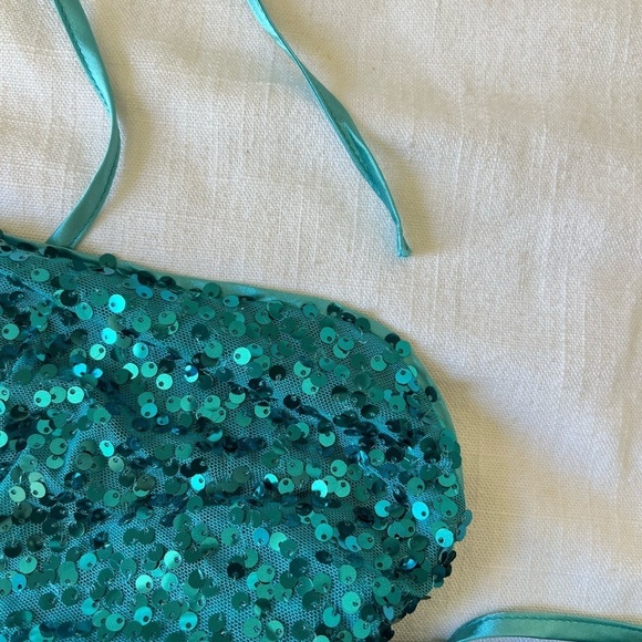 Glowing Praise Teal Blue Sequin Lace-Up Maxi Dress - Picture 7 of 12